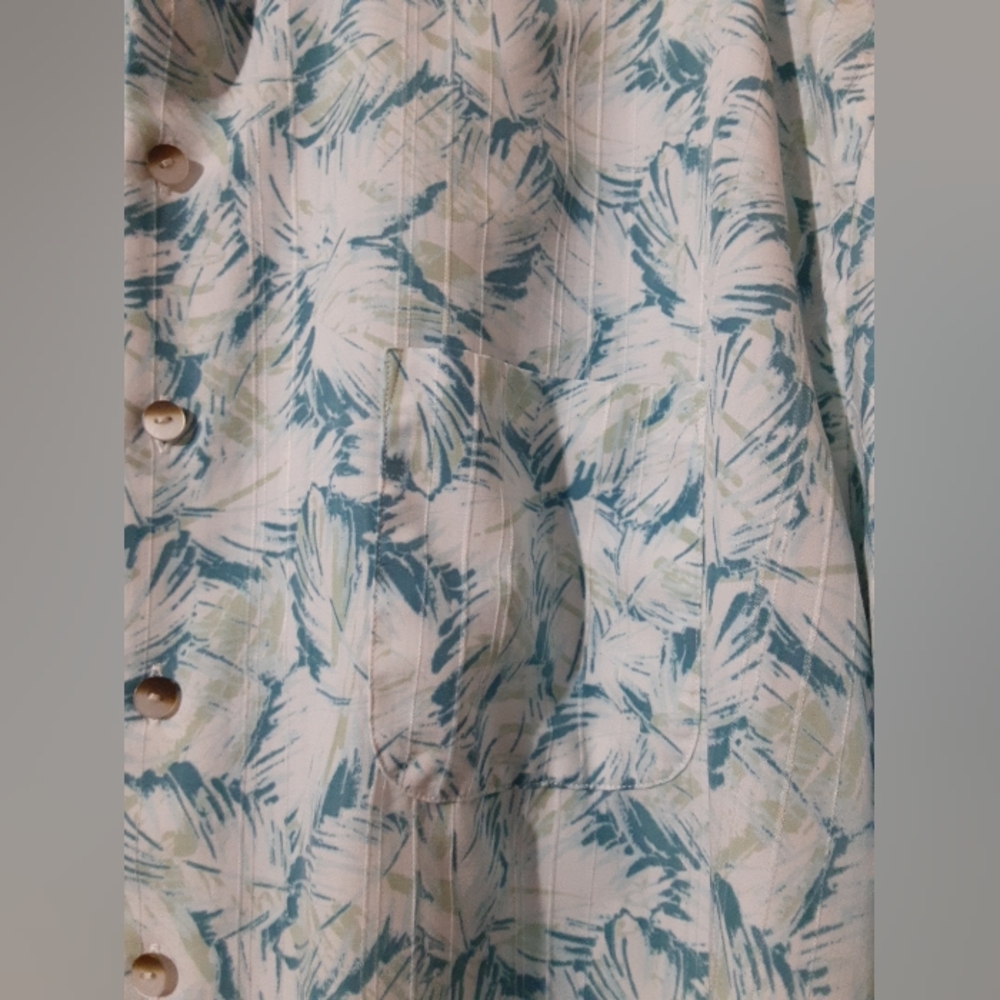 Van Heusen Men's Shirt Short Sleeve Button UP Aqua Floral Tropic Design Size 4XL - Picture 4 of 7